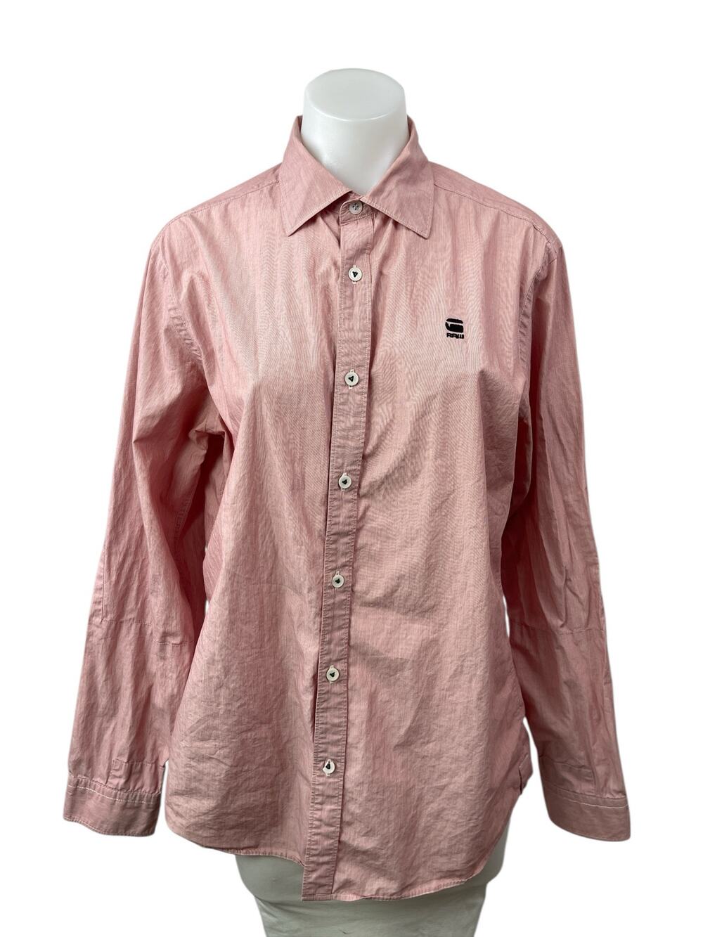 G-Star Raw Women's Pink Collared Long Sleeve Button Down Shirt Blouse Top Size L